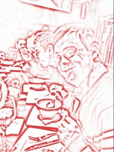 Francisco Javier Lafuente es una persona con síndrome de Down de España. Él es entusiasta y está disfrutando de una sopa en un restaurante japonés en Marruecos. Foto: Antonio Lafuente